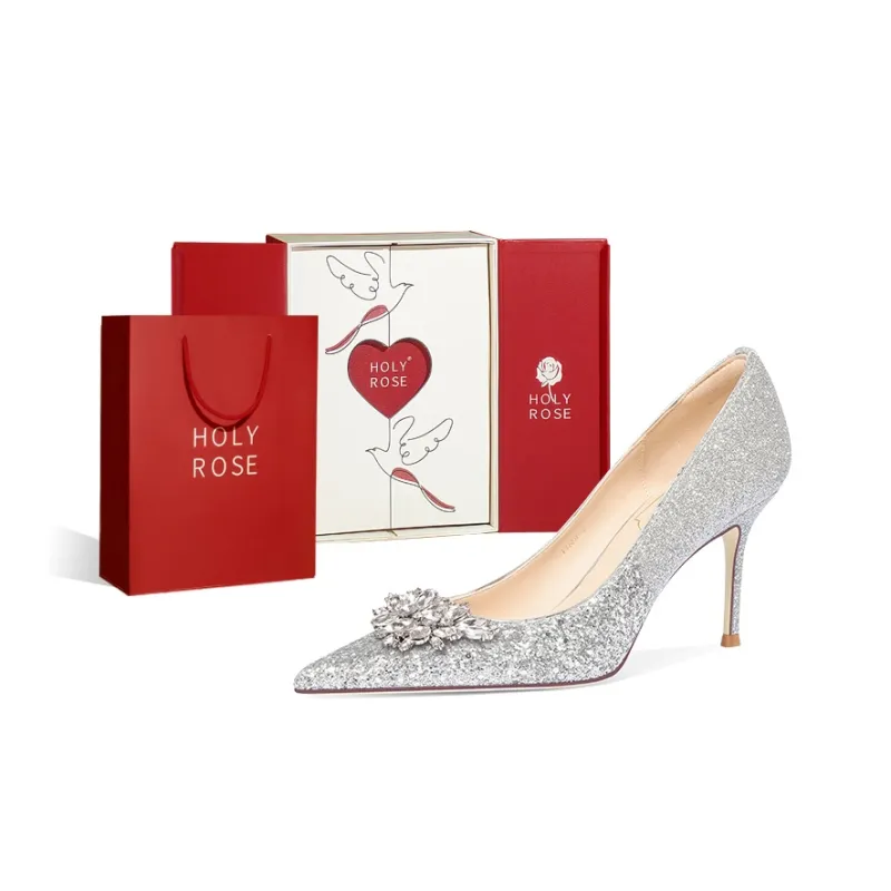 Holy Rose Slim Heel High Heels Women's Silver-0