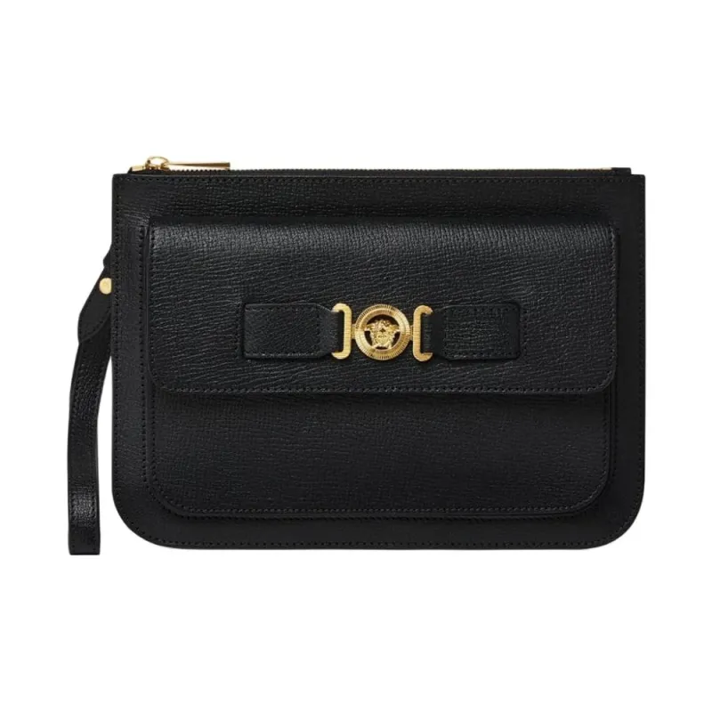 FANSIZHE Goatskin Clutch Small Size Men's Black-1
