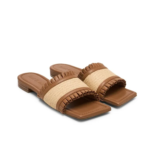 Lost In Echo Rubber Sole Slip Resistant Slide Slippers Women's Grass Weaving Color-2