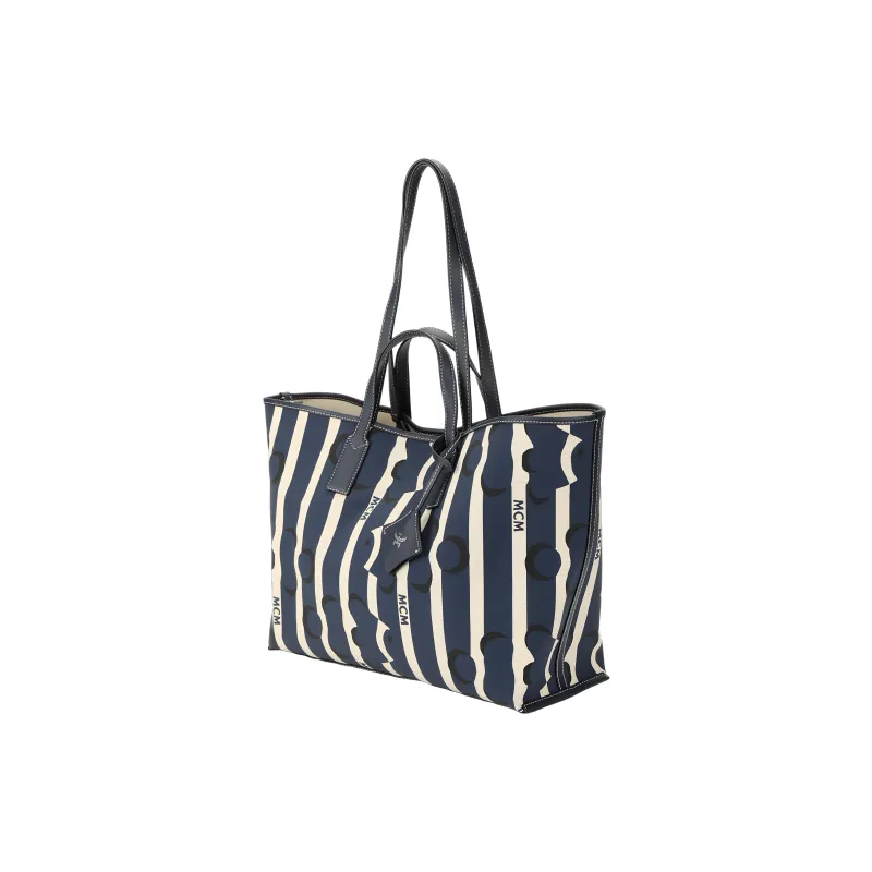 MCM Printed Canvas Canvas Bag Handbag Clutch Shopping Bag Medium Size Women's Sky Blue-1