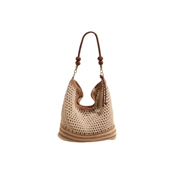 YOUR NAME Straw Woven Shoulder Bag Women's Khaki