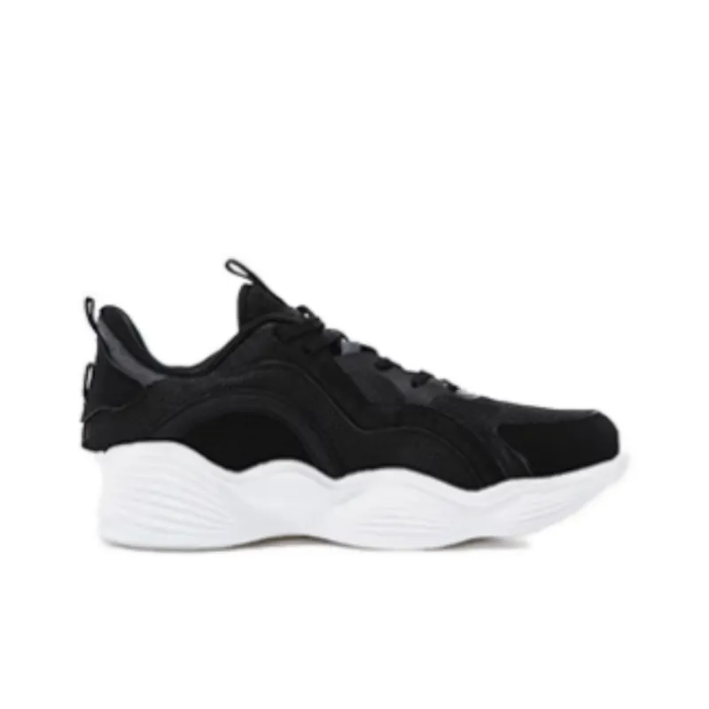 Erke Durable Breathable Low Top Running Shoes Men's Black White-1