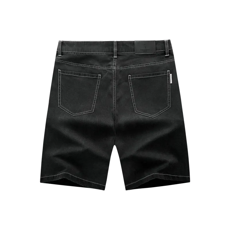 Dance With Wolves Denim Shorts Men's Black Gray-1
