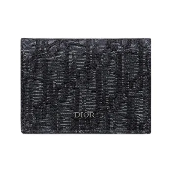 DIOR Cotton With Cow Leather Wallet Men's Black