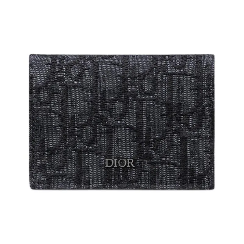DIOR Cotton With Cow Leather Wallet Men's Black-0