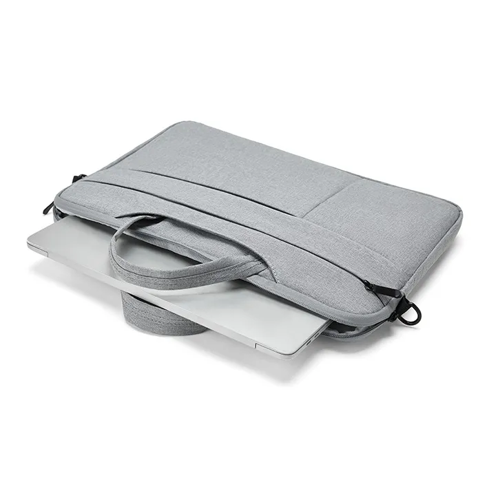 BOSTANTEN Fabric Briefcase Men's Light Gray/Lake Blue-12