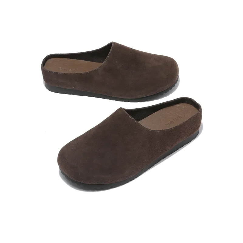 ALI THE FOX Rubber Sole Slip Resistant Closed Toe Slippers Women's Camel-3