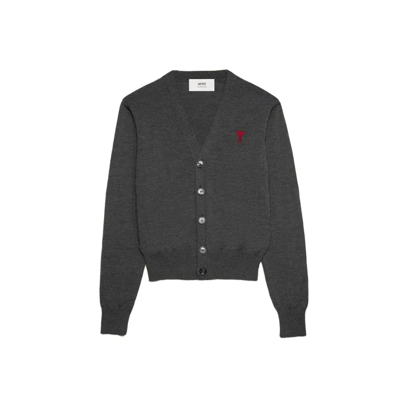 AMIPARIS Paris Ami De Coeur Logo Embroidered V Neck Cardigan-0