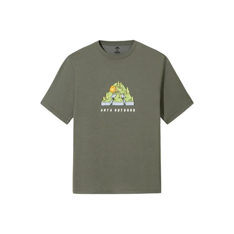 Anta Outdoor Collection T Shirt Men's Washed Seaweed Green-0