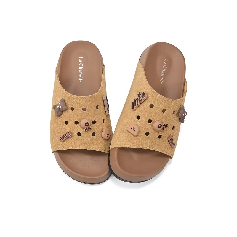 La Chapelle Quiet Quick Dry Slide Slippers Women's Light Brown-1