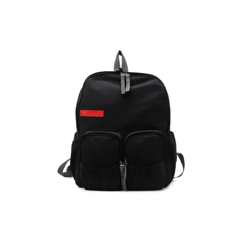 HCXK Fabric Backpack Unisex Black/Light Gray/Dark Gray/Pink