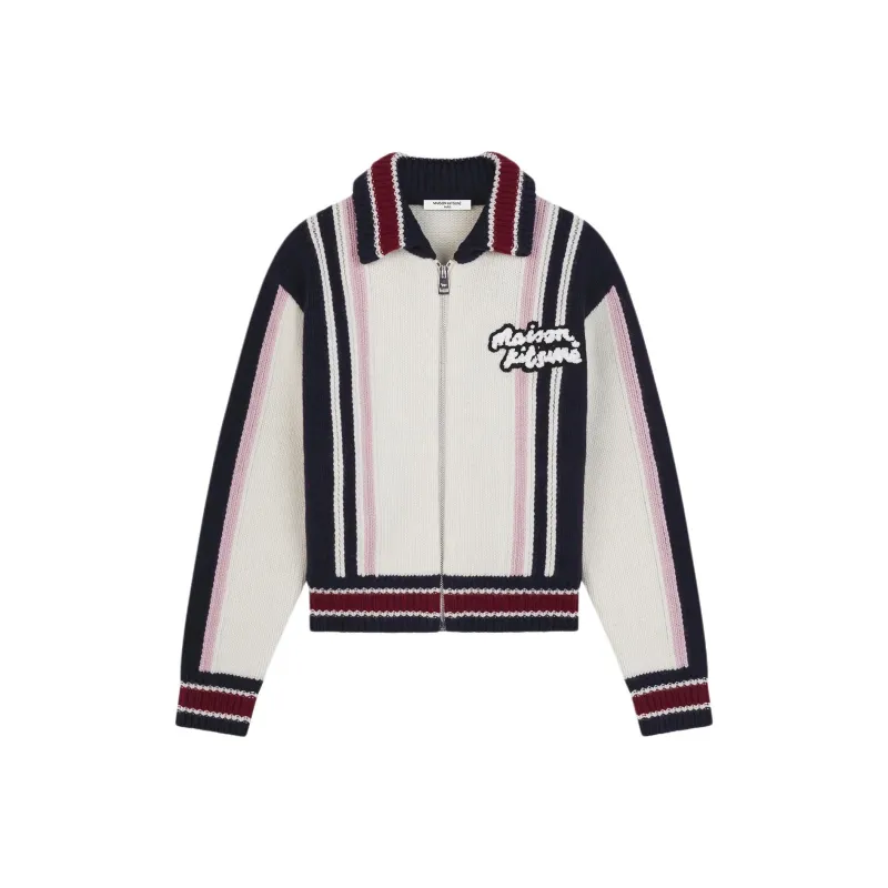 Maison Kitsune Striped Zipped Knit Cardigan-0