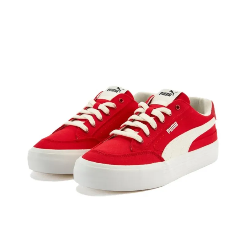 PUMA Court Classic Vulc Anti Slip Wear Resistant Low Top Skateboard Shoes Unisex Red White-2