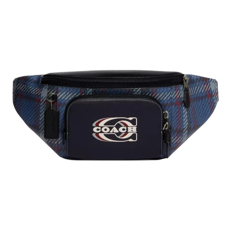 COACH Track Canvas With Leather Fanny Pack Medium Size Women's Marine Blue-0
