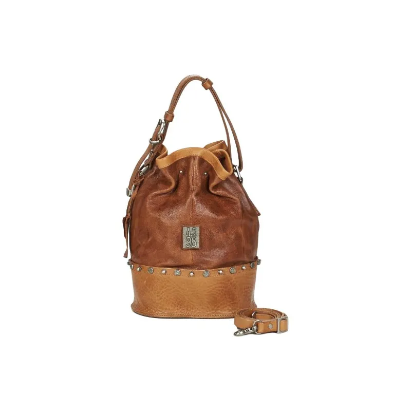 AirStep Cow Leather Shoulder Bag, Crossbody Bag, Handbag Medium Size Women's Brown-3