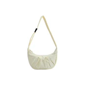 MYEDITION Fabric Shoulder Bag, Crossbody Bag, Dumpling Bag Small Size Unisex Ecru/Dark Gray/Gray Green