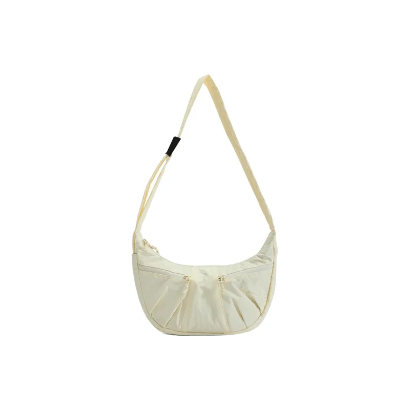 MYEDITION Fabric Shoulder Bag, Crossbody Bag, Dumpling Bag Small Size Unisex Ecru/Dark Gray/Gray Green-0