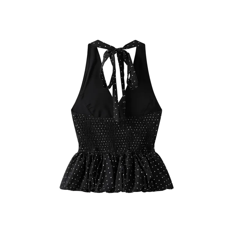 AINUOERMY Tank Top Women's Black Polka Dot-1