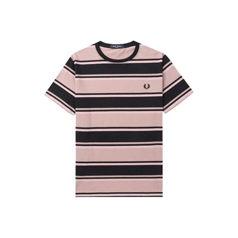 FRED PERRY Logo embroidered Striped Cotton T shirt-6