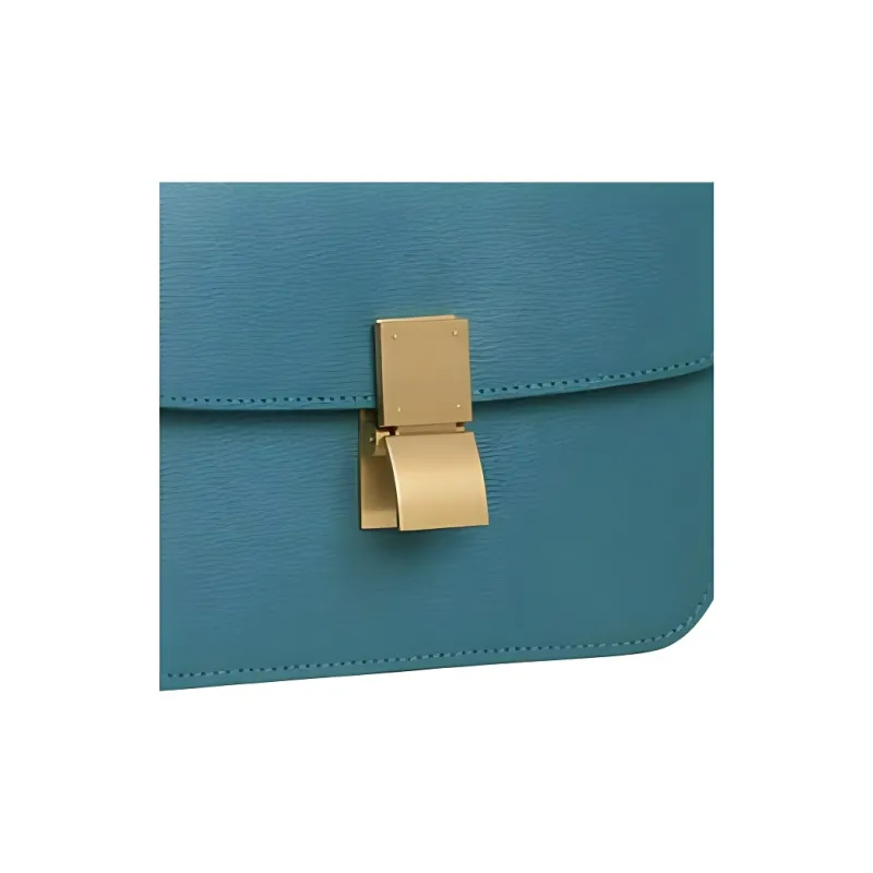CELINE Classic Bo Cork Grain Cowhide Square Bag, Handbag, Crossbody Bag, Shoulder Bag Women's Prussian Blue-4