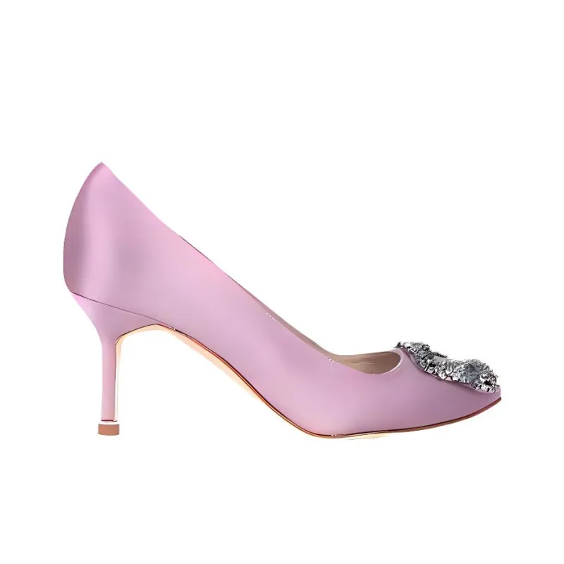 MANOLO BLAHNIK Hangisi Slim Heel High Heels 7cm Women's Purple-1