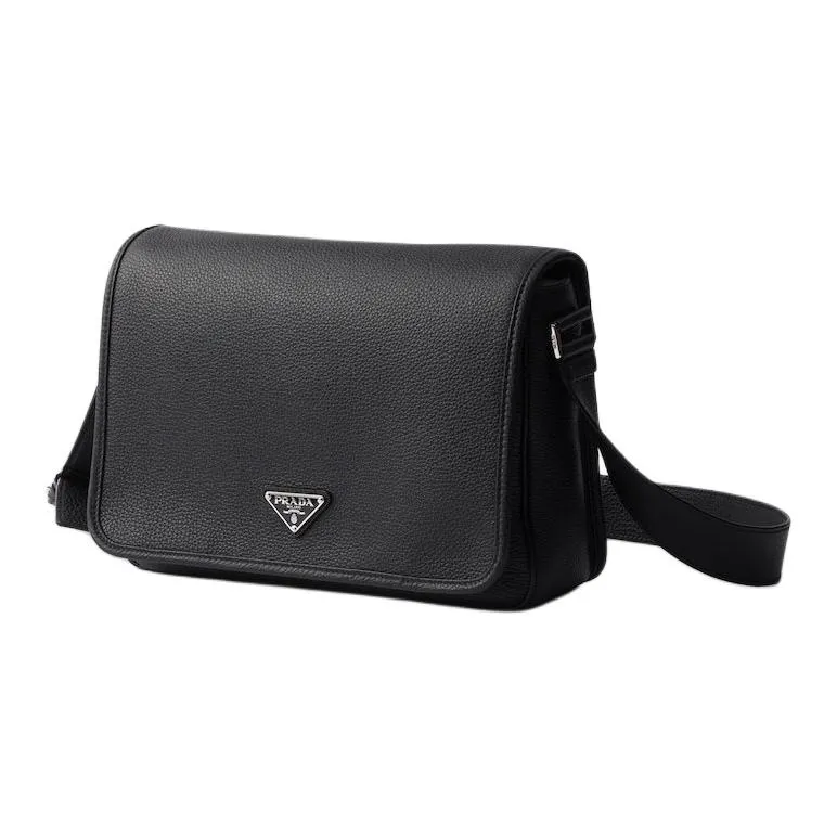 PRADA Calfskin Shoulder Bag Men's Black-2