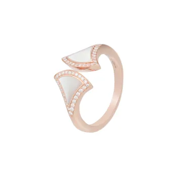 BVLGARI 2010s 18K Rose Gold Diva Dream Pearl And Diamond Ring