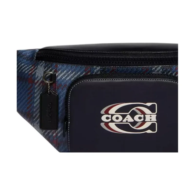 COACH Track Canvas With Leather Fanny Pack Medium Size Women's Marine Blue-3