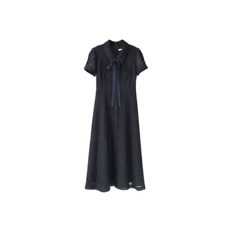 Fstudio Short Sleeved Dress Women's Navy Blue-1