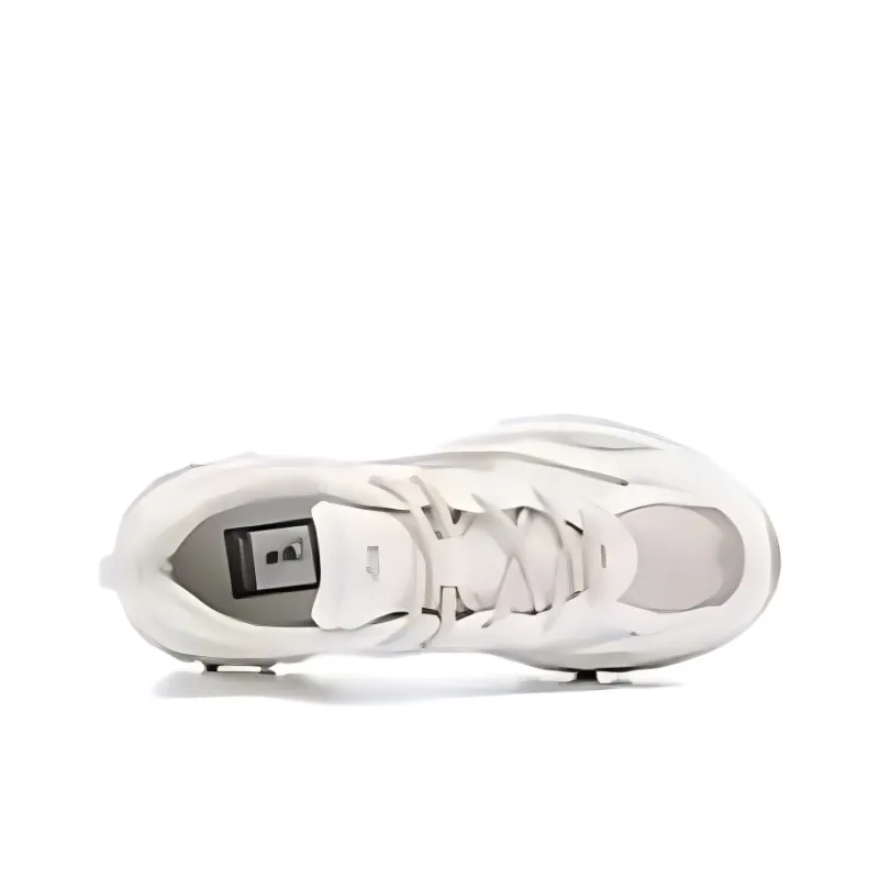 QIAODAN Abrasion Resistant Breathable Height Increasing Low Top Casual Shoes Women's White Beige-2