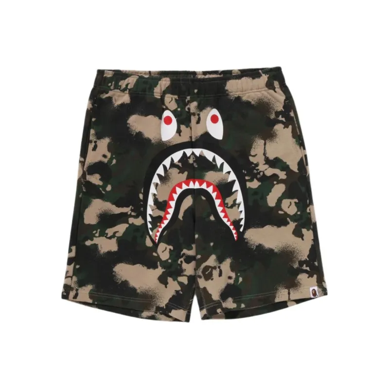 A BATHING APE Map Camo Regular Fit Shark Sweat Shorts-0