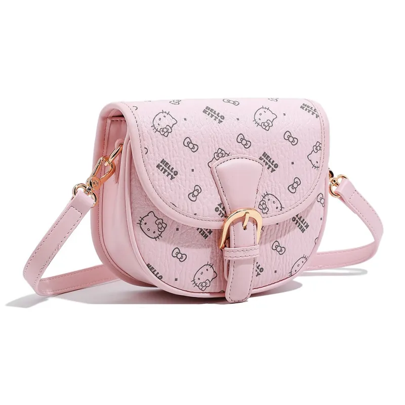 MESUCA Sanrio Hello Kitty Collaboration Kitty Series PU Crossbody Bag, Shoulder Bag Women's Pink/Brown/Milk Tea-2