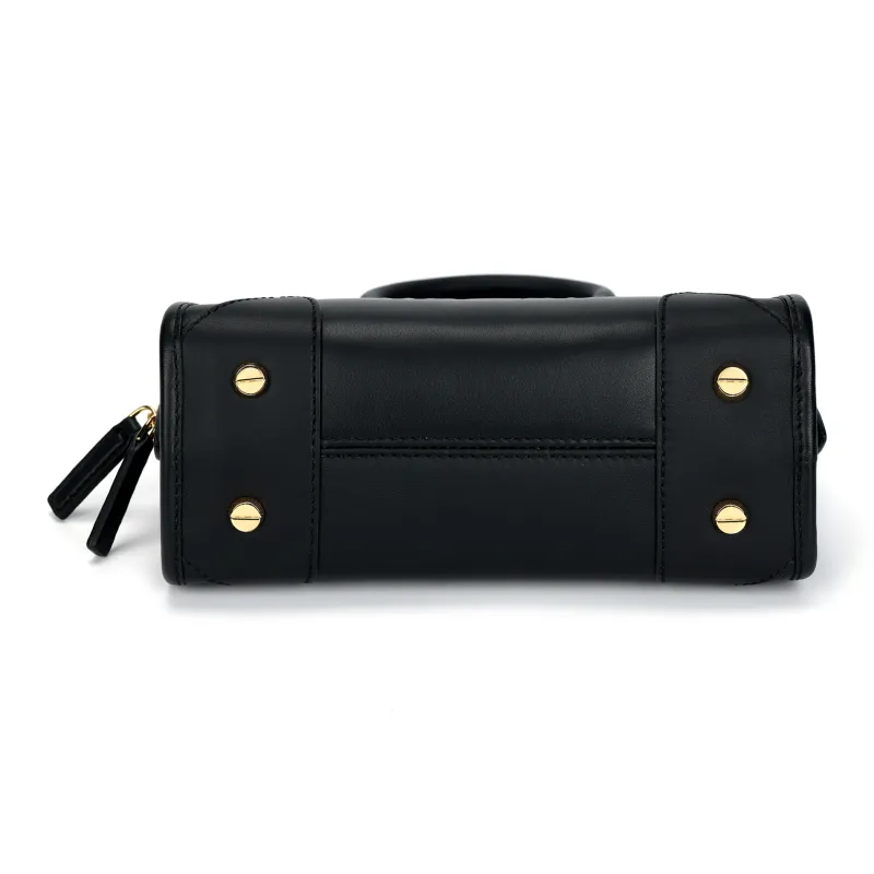 MCM Aren Leather Boston Bag Shoulder Bag Crossbody Bag Handbag Mini Women's Black-3