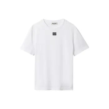 MIU MIU Logo Beaded Crewneck T Shirt