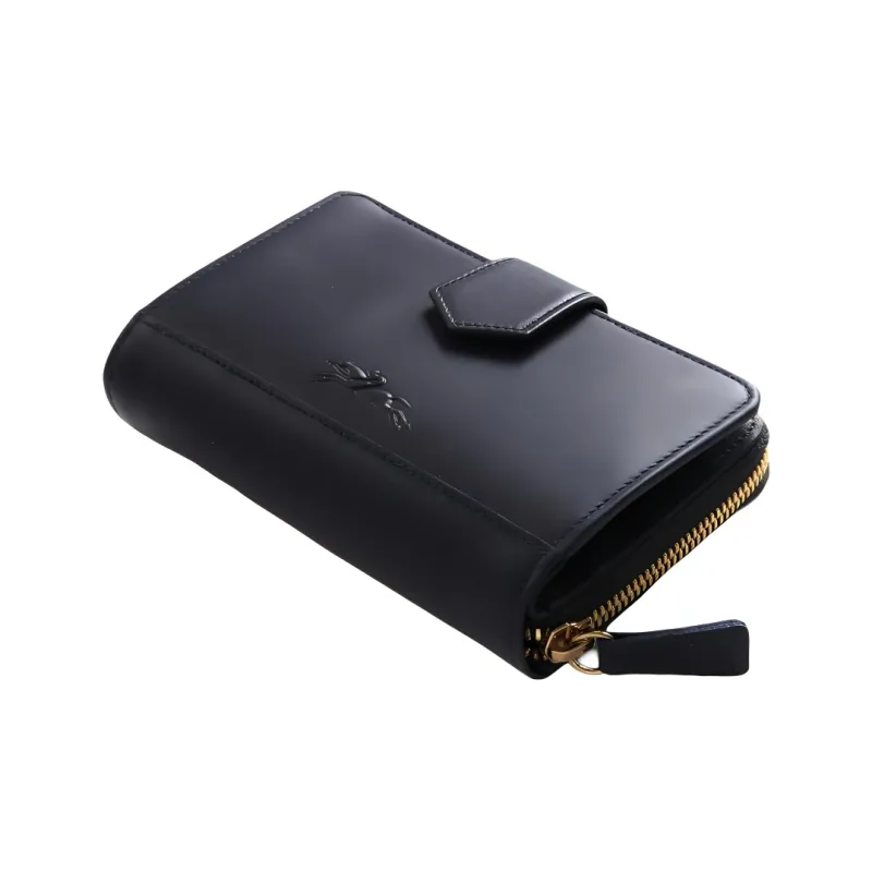 LONGCHAMP Smooth Calf Leather Wallet Unisex Marine Blue-1