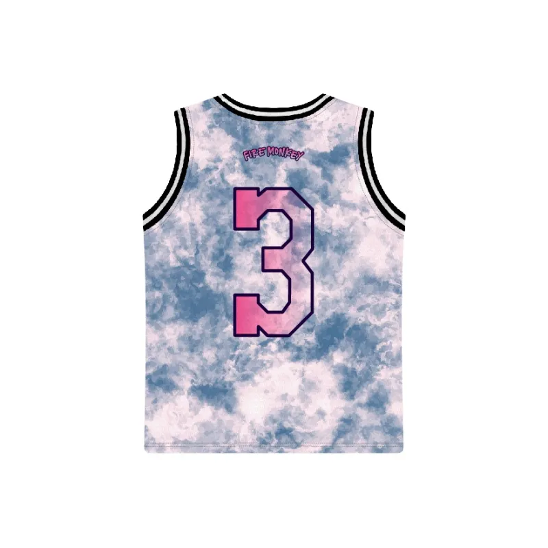 FireMonkey Basketball Jersey Unisex Blue Pink-1