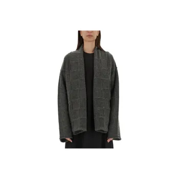 UMA WANG Check Patterned Long Sleeved Cardigan