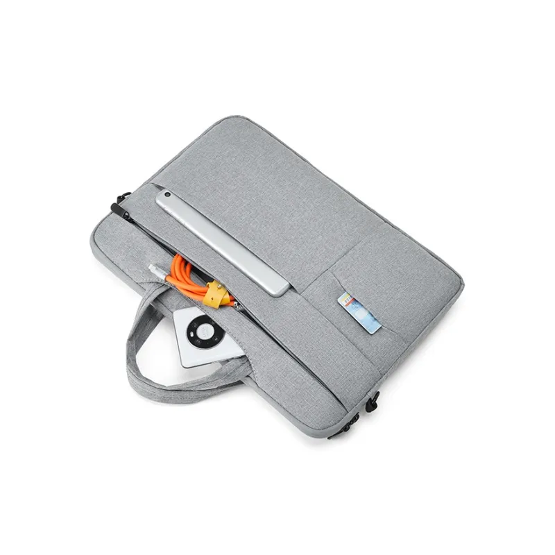 BOSTANTEN Fabric Briefcase Men's Light Gray/Lake Blue-6