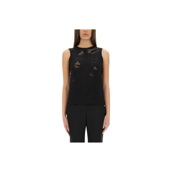 Alexander McQueen Logo Detailed Mesh Tank Top