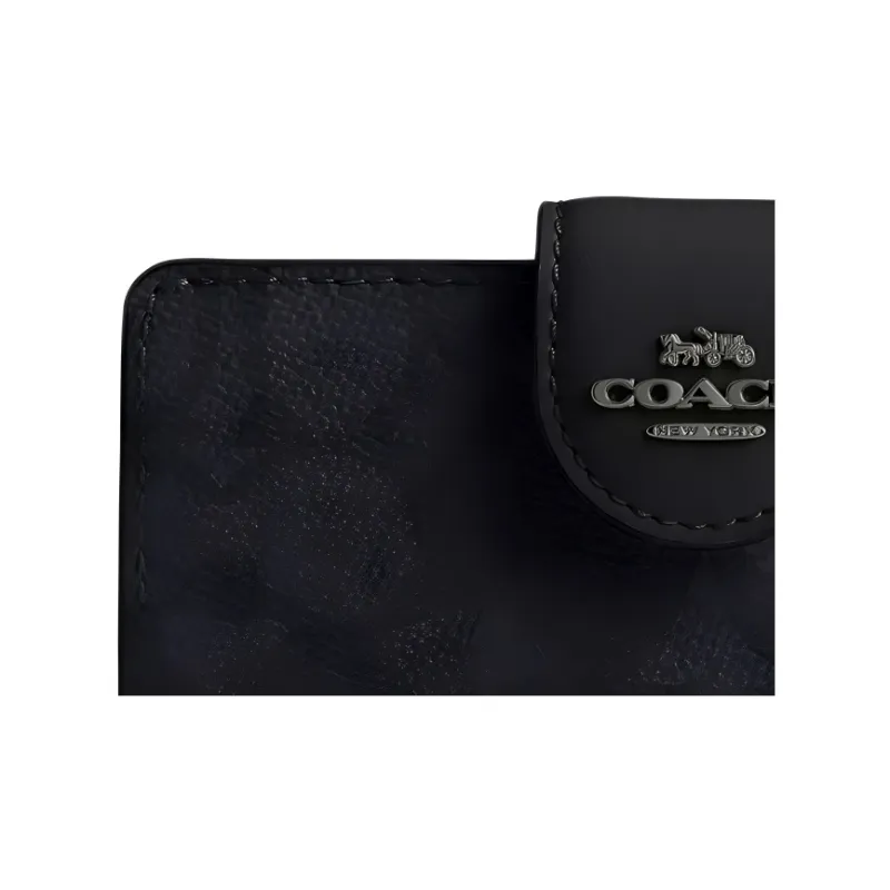 COACH SignatureCanvas High Quality Leather Wallet Medium Size Women's Charcoal & Black-4