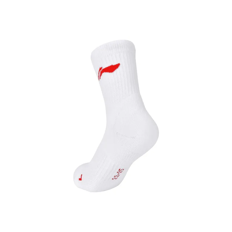 LiNing Mid Calf Socks Women's 1 Pack White Red-2