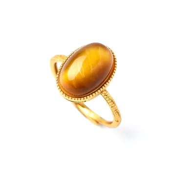 Lingfei Natural Tiger's Eye Stone Rings Unisex