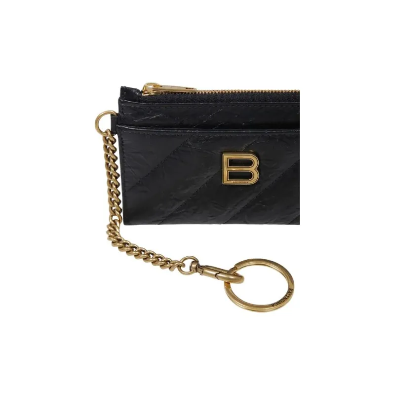 Balenciaga Calfskin Card Holder Women's Black-3