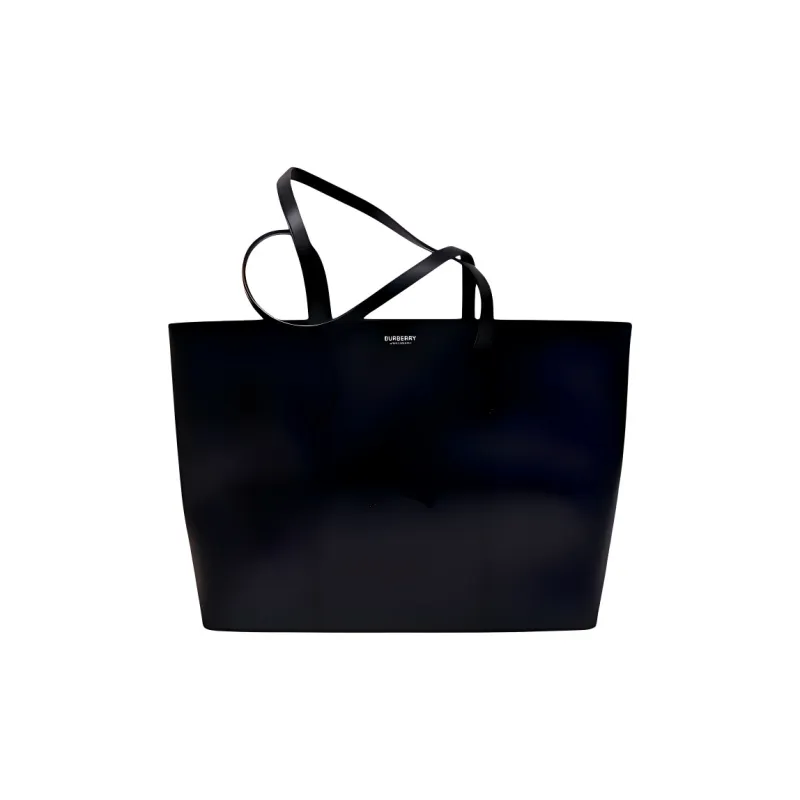 Burberry Leather Tote Bag, Shopping Bag, Shoulder Bag Medium Size Women's Black-0