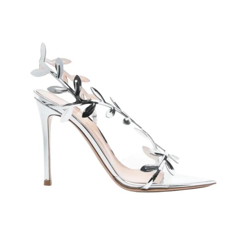 GIANVITO ROSSI Flavia One Strap Sandals 10.5cm Women's Silver-1
