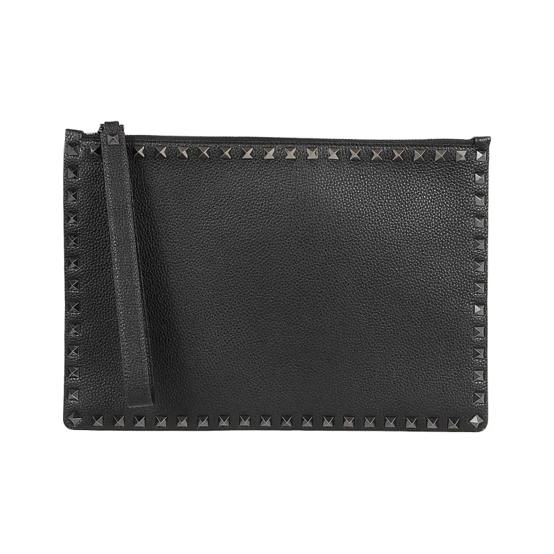 Valentino GARAVANI Calfskin Clutch Men's Black-0
