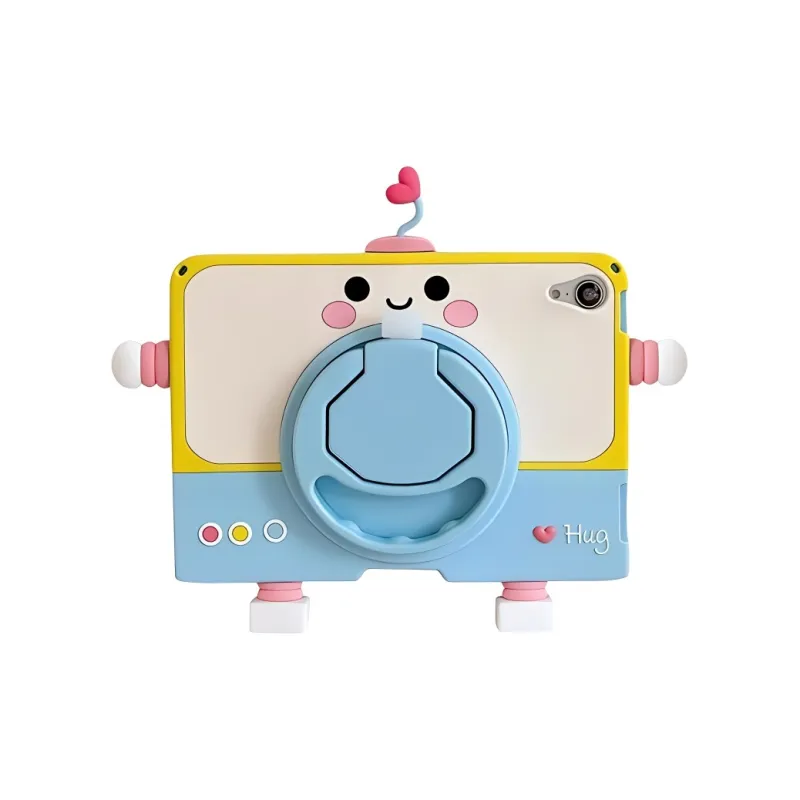 Wei Xin Cartoon Robot Rotating Stand Compatibility With IPad Pro/Air 5/Mini 6/7/11 Tablet Protective Cases-0