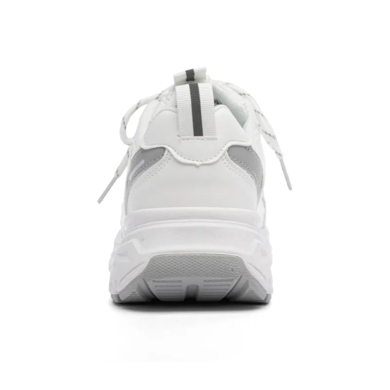 Warrior Breathable Height Increase Low Top Casual Physical Fitness Test Physical Exam Running Shoes Women's White Gray-4