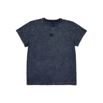 Alexander Wang Essential Jsy Shrunk Puff Logo & Bound Neck Tee Acid Black Ice