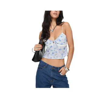 PRINCESS POLLY KARTA TOP Camisole Women's Blue White/White Blue